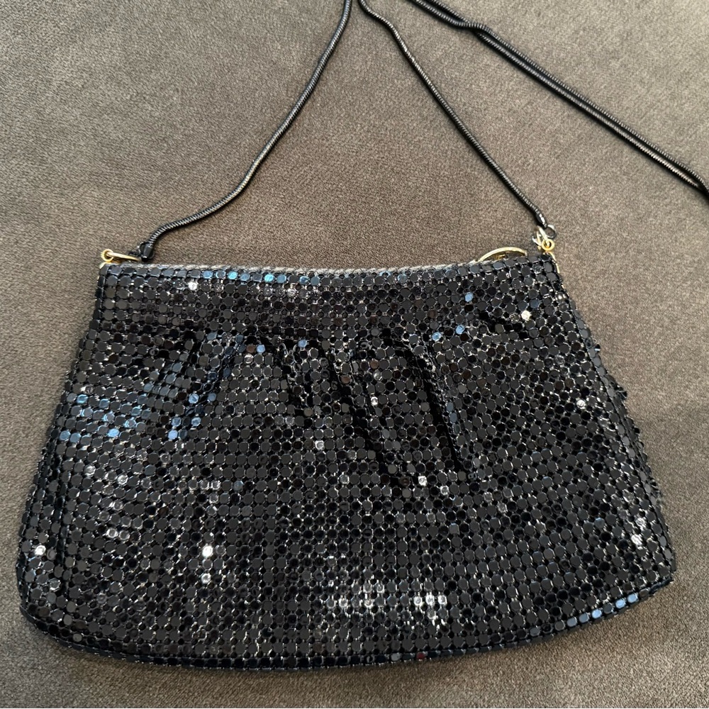 Vintage evening black metallic shoulder bag
